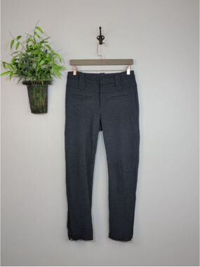Cabi #4317 Barrister Trouser Ponte Knit Pants Slim Fit Pencil Leg Charcoal Gray